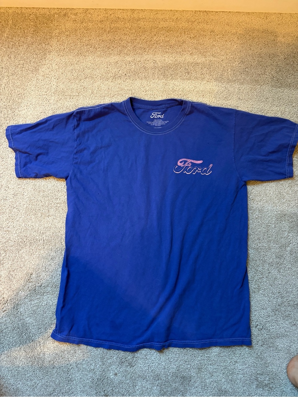 Ford Short Sleeve Logo Tee in Royal Blue with Pink Script